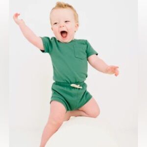 Little One Shop Solid Pocket Set, Enchanted Green, 3-6 months